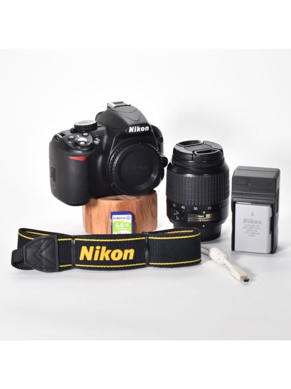 Nikon D3100 Digital SLR Camera 14.2MP 18-55mm Lens HD Video 3837 Clicks 64GB SD